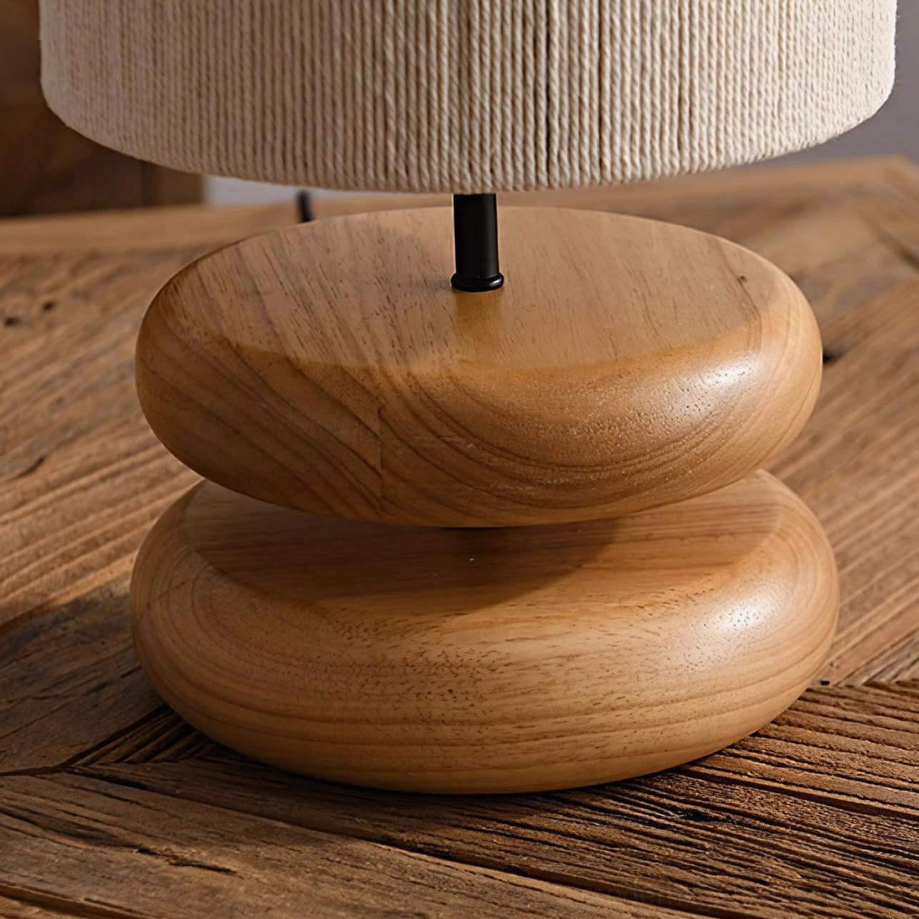 Wooden table lamp with fabric shade ideal for bedside reading and ambient lighting