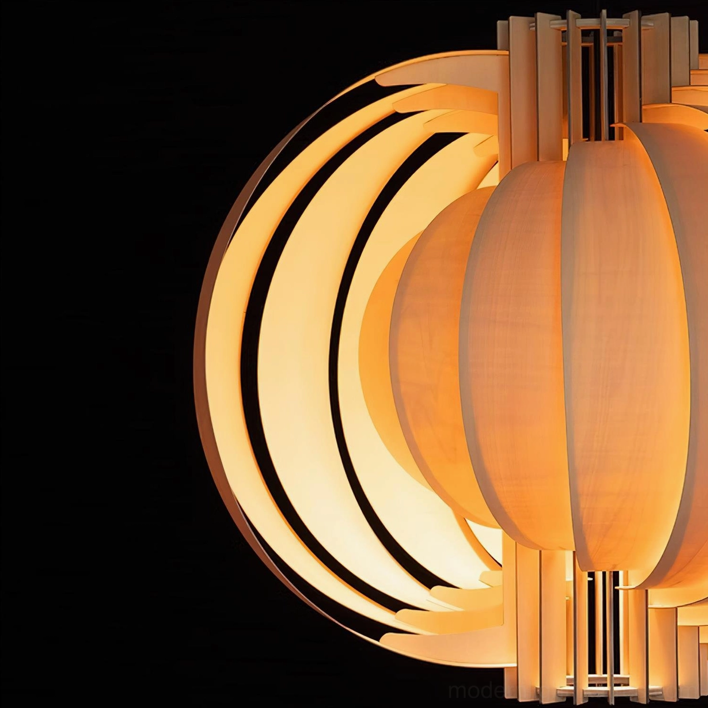 Wooden lantern pendant light in dining room setting with warm ambient illumination over dining furniture