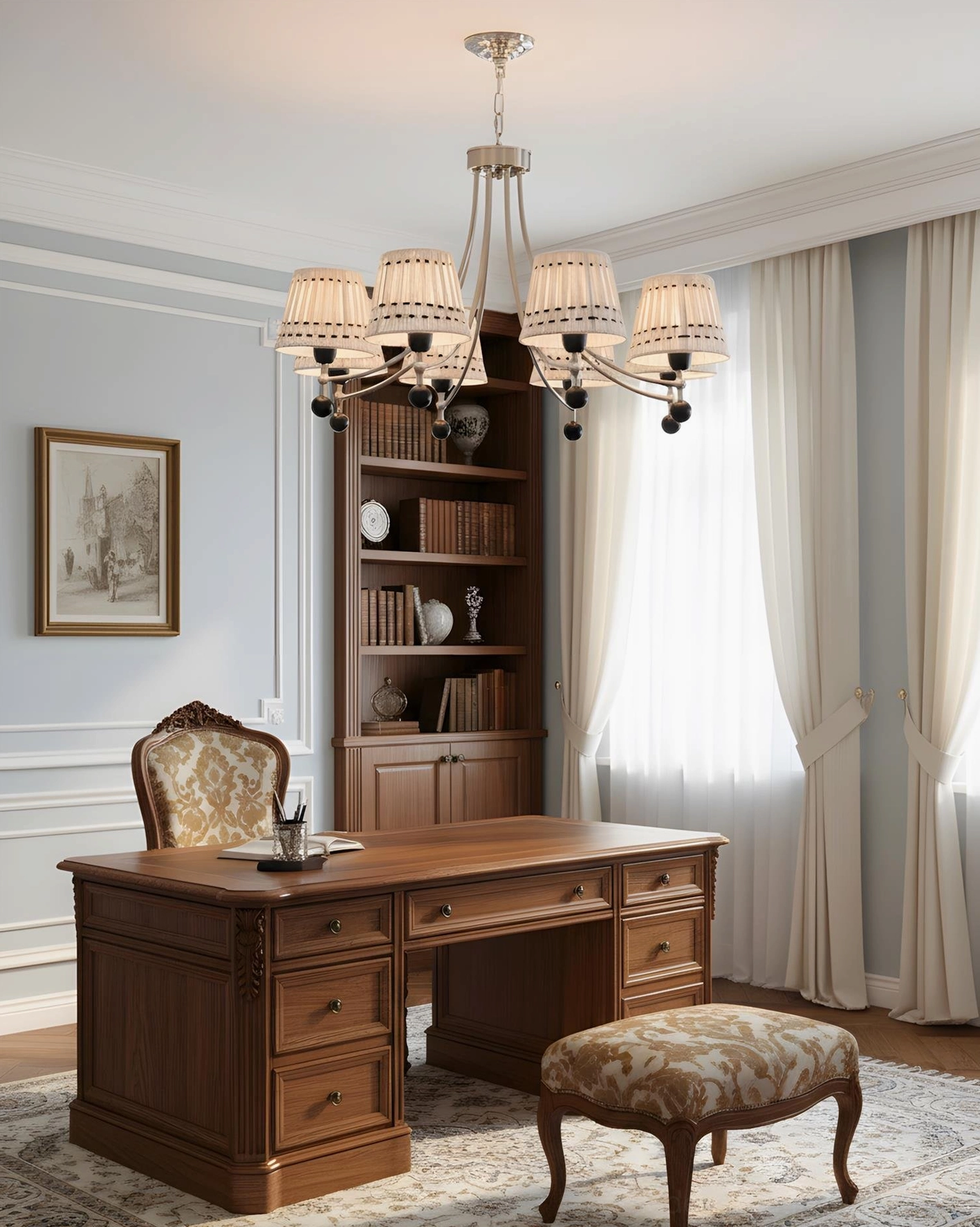 Woven Fabric Chandelier Hanging Installation - Chain Adjustment and Socket Configuration