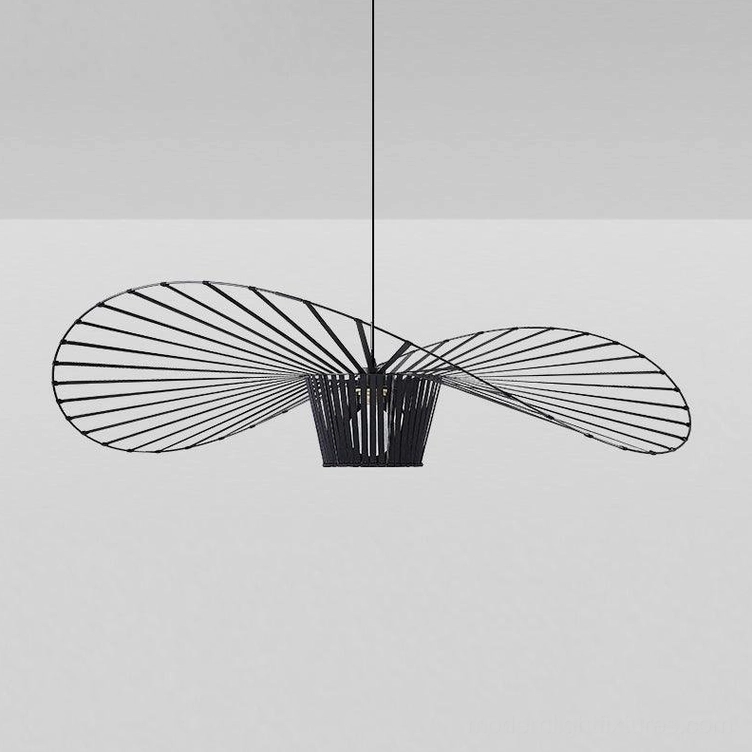Woven fiber glass pendant 120 cm size compact focused overhead presence