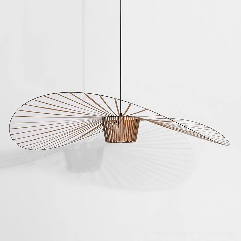 Woven fiber glass pendant 139 cm size balanced anchoring living room focal point