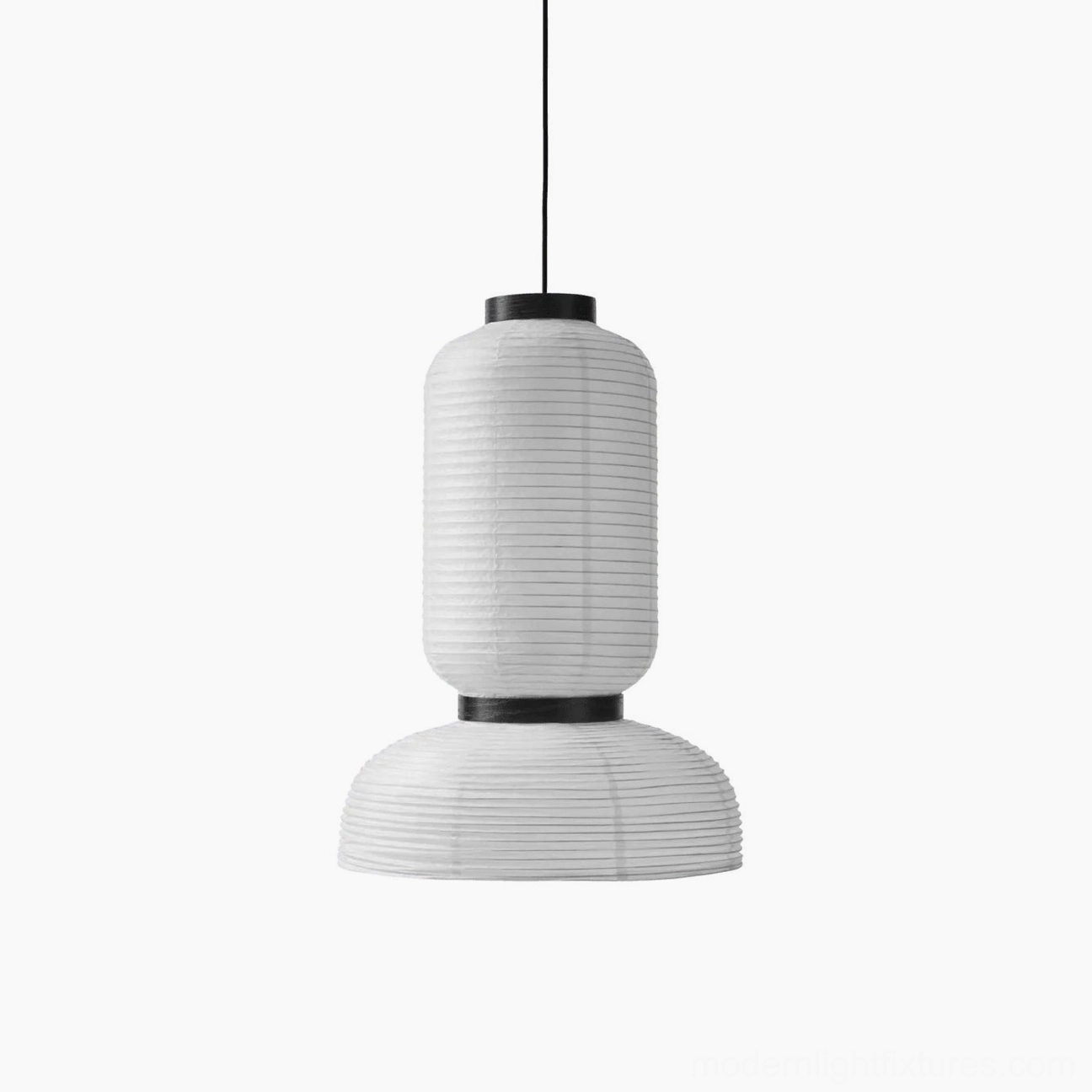 Handcrafted Xuan paper pendant lamp showing artistic paper grain and oak frame details