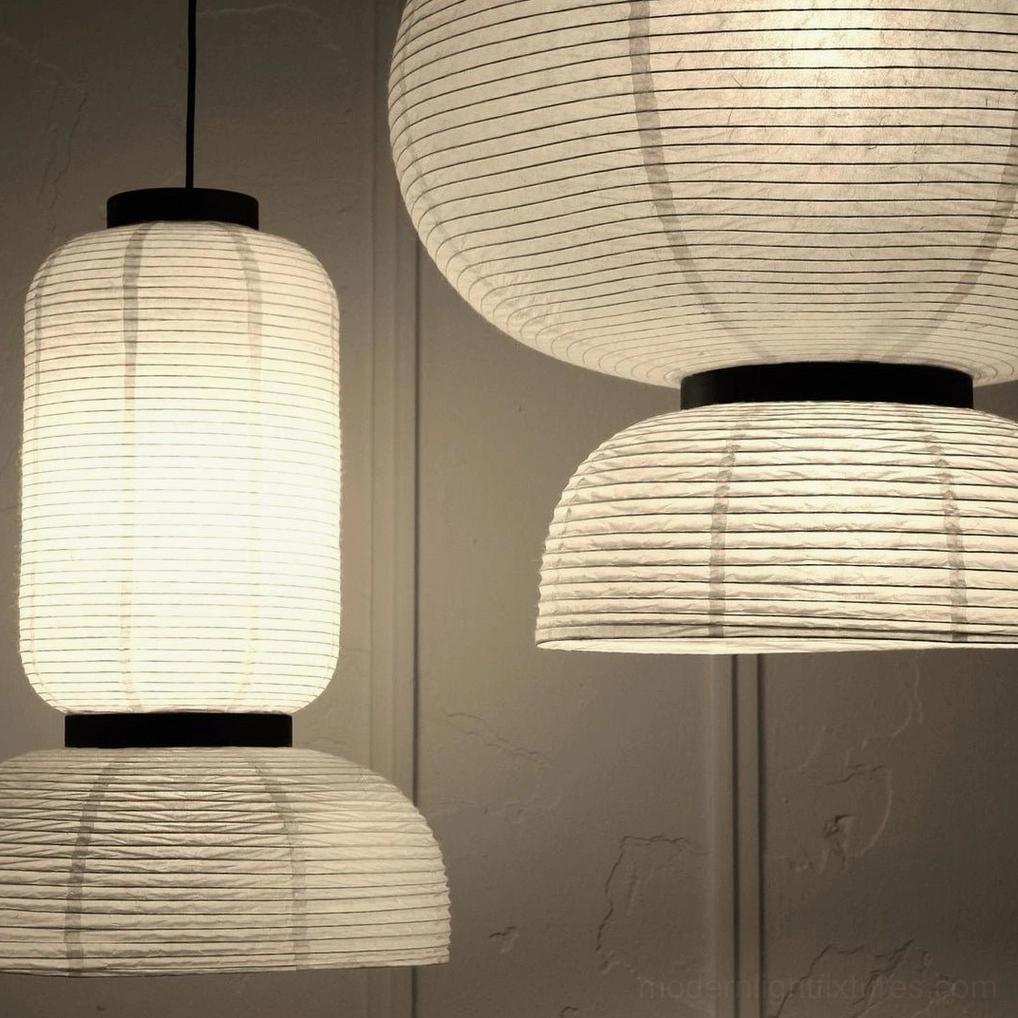 Technical specification diagram for Model D Xuan paper pendant lamp, 50cm diameter by 42cm height