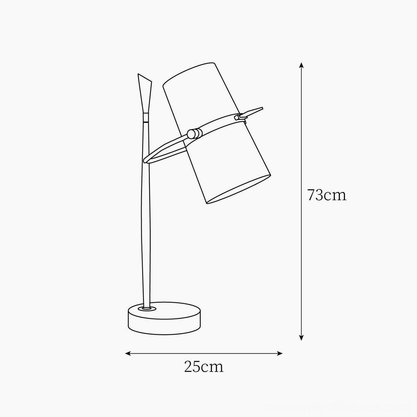 Yasmin table lamp technical dimension specifications and measurement drawing
