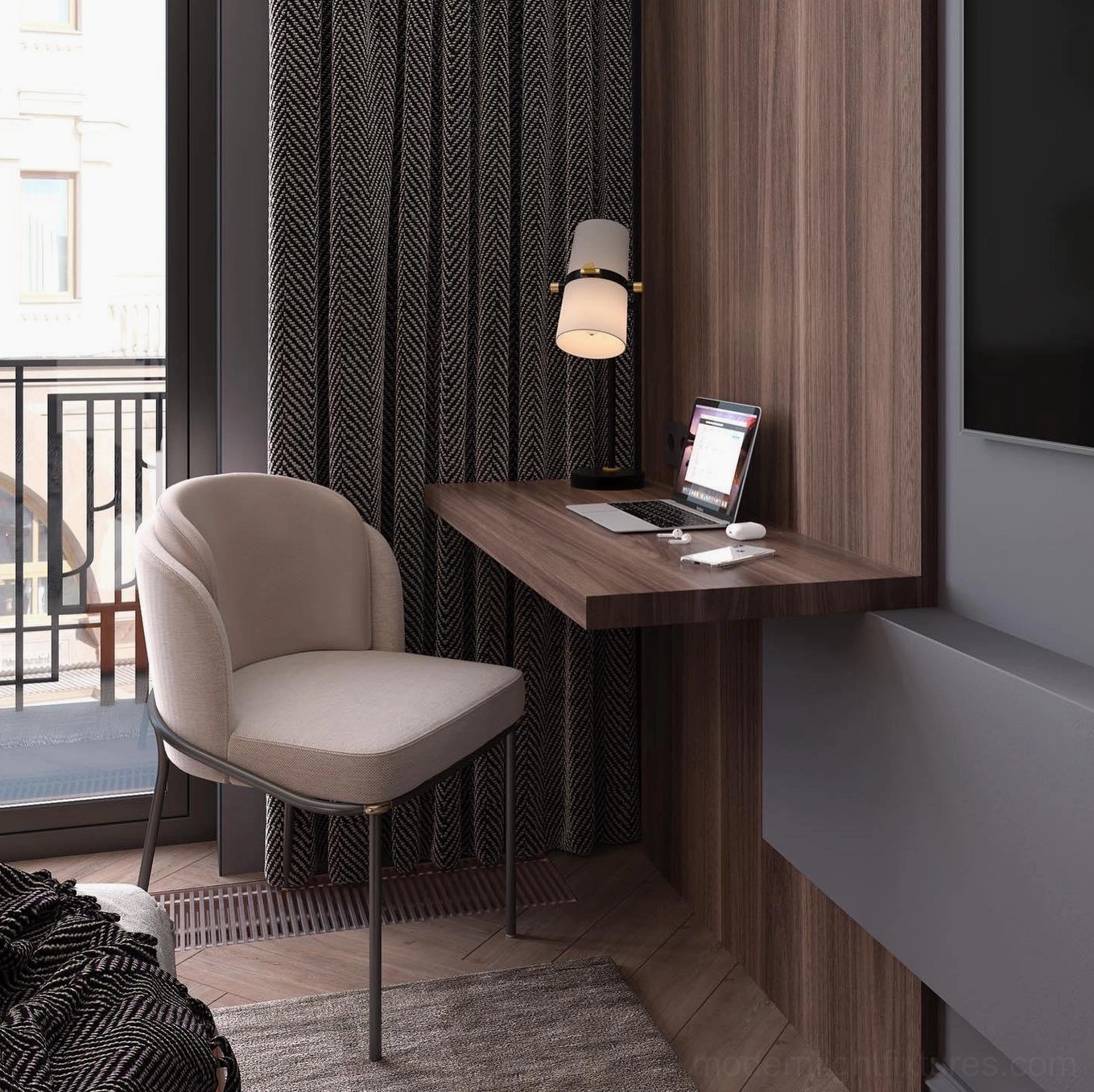 Yasmin contemporary metal table lamp in minimalist interior space