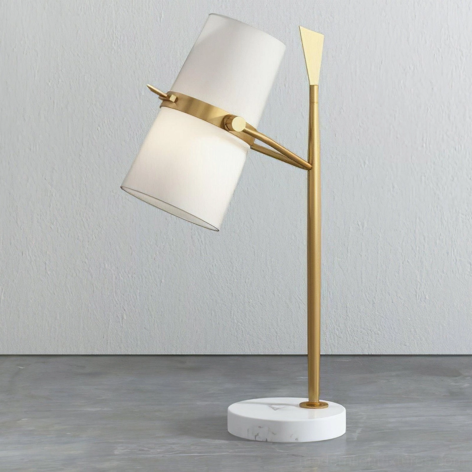 Yasmin table lamp three-quarter angle view showing rotating fabric shade mechanism
