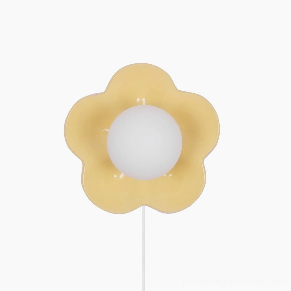 Yellow flower wall sconce cheerful botanical design for modern home lighting