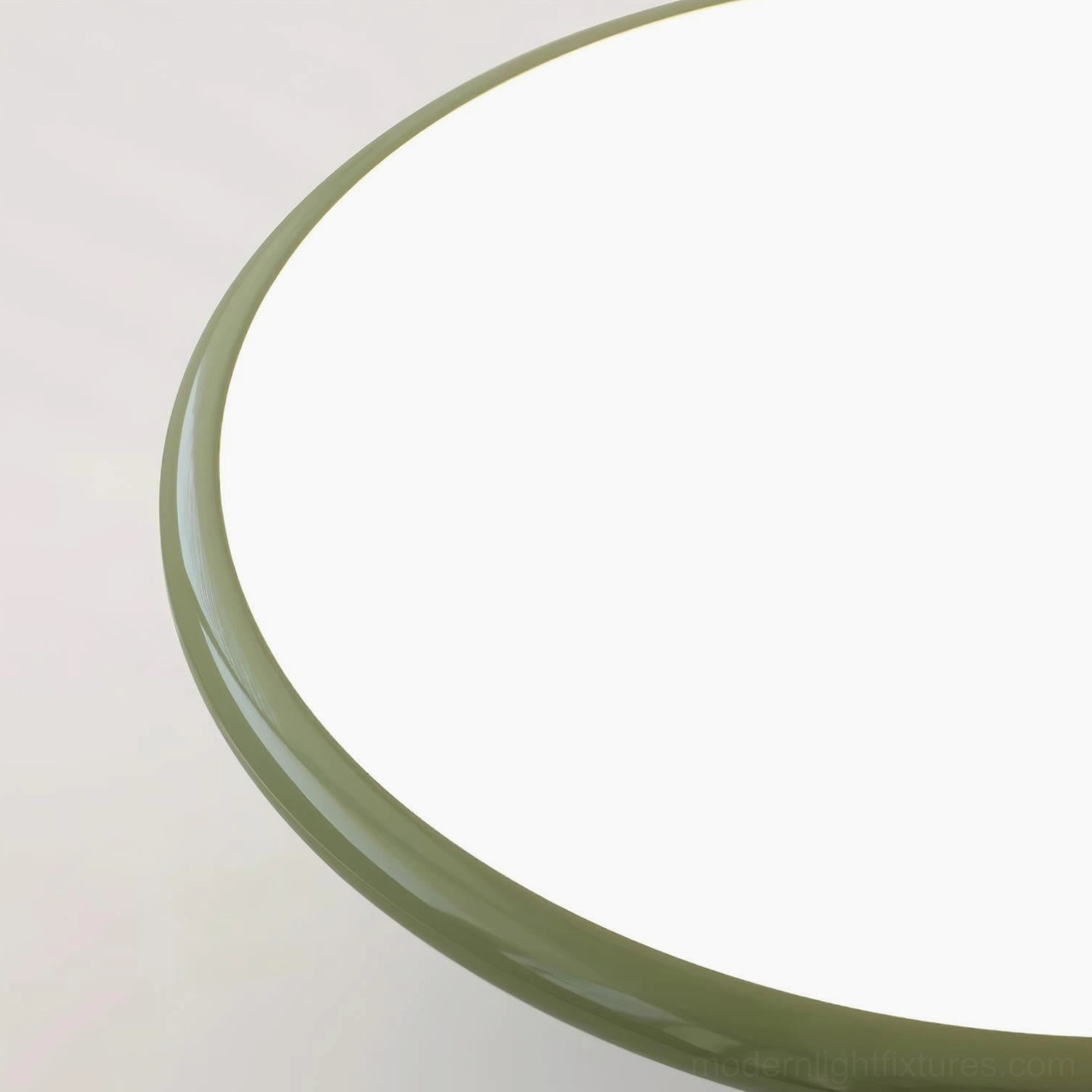 Zayn modern ceiling light fixture showing brown metal canopy mounting hardware and sleek acrylic disc design from below