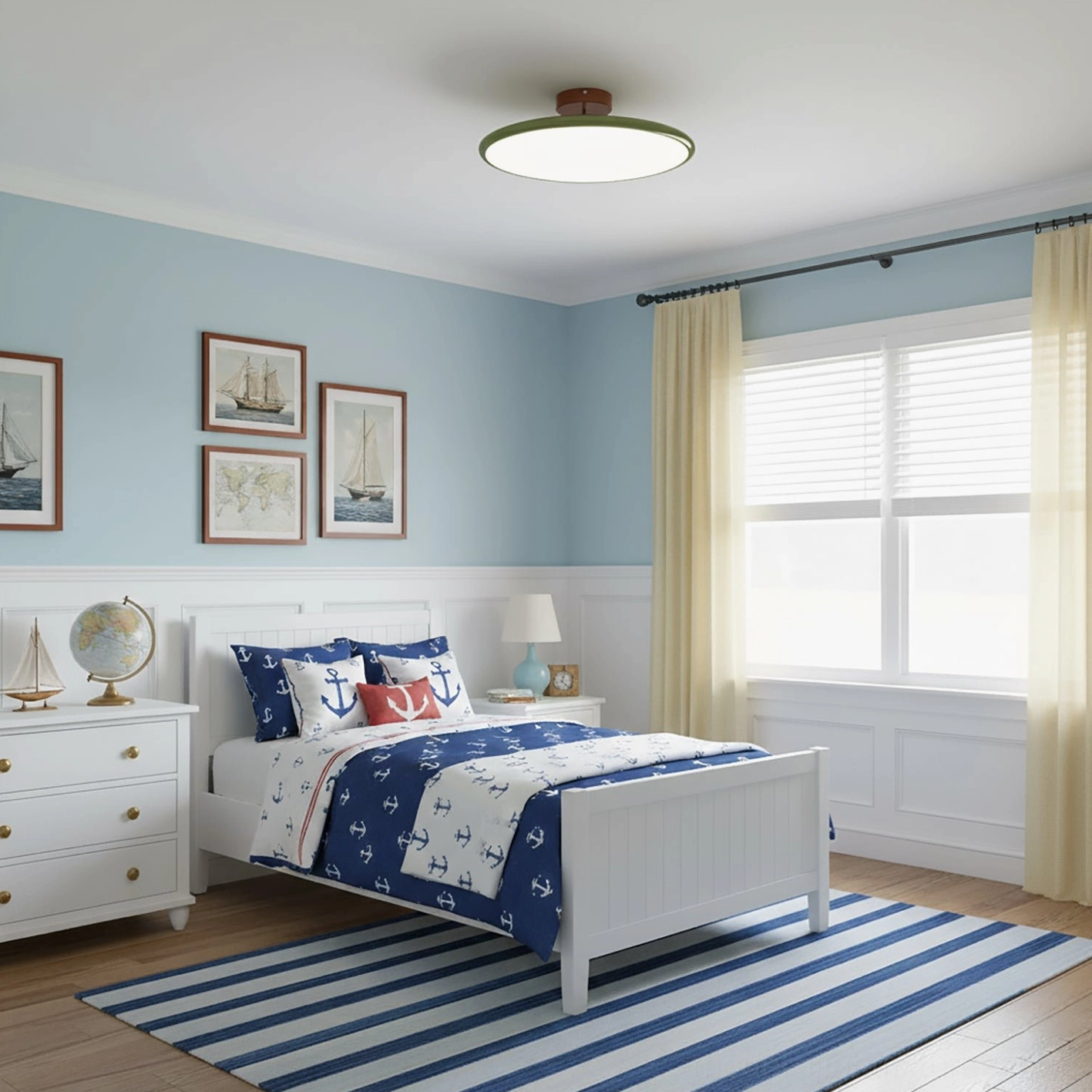Zayn modern flush mount ceiling light showing replaceable LED panel design detail and metal mounting hardware