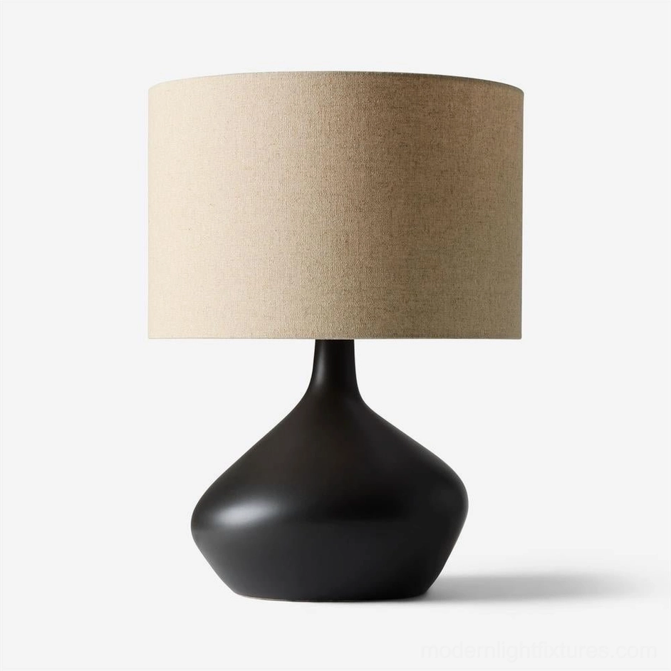 Zen ceramic table lamp with black and light brown color variation options, artistic sculptural base design