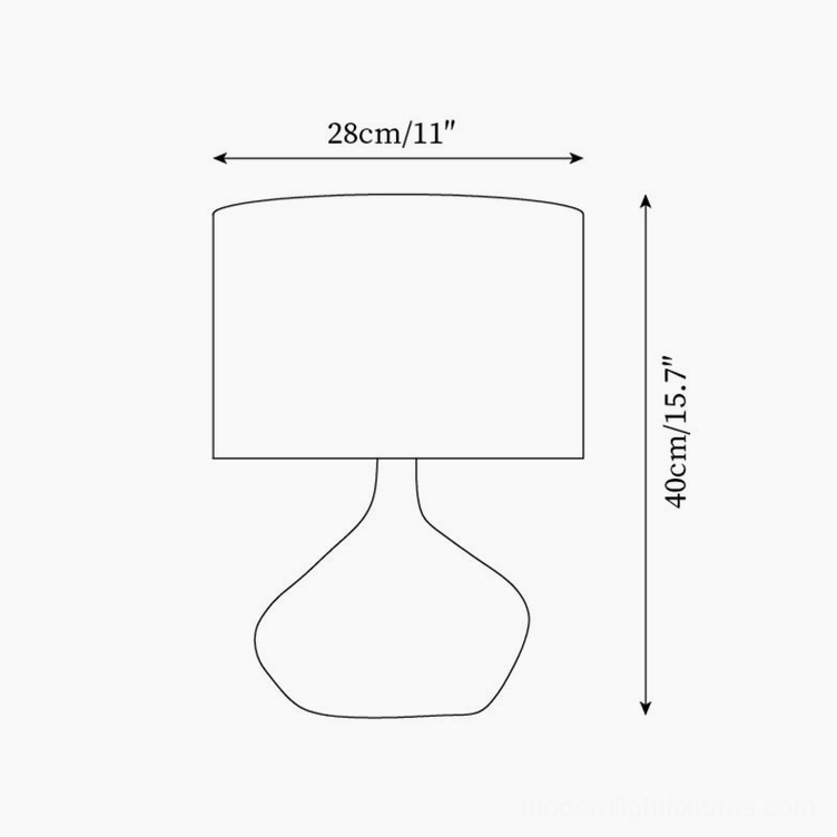 Zen table lamp dimension illustration technical schematic showing 28cm diameter and 40cm height measurements