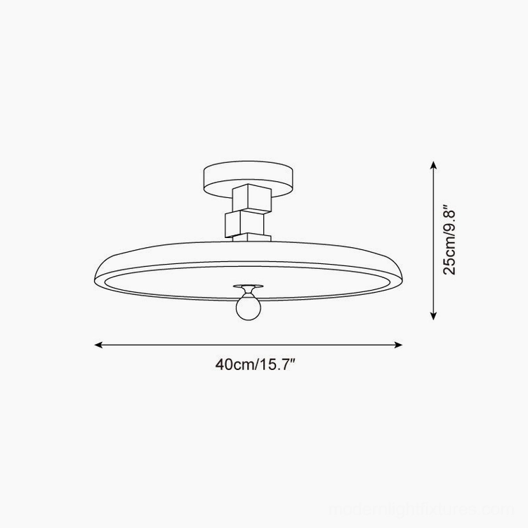 Zeno ceiling light technical specifications diagram showing dimensions 40cm width and 25cm height