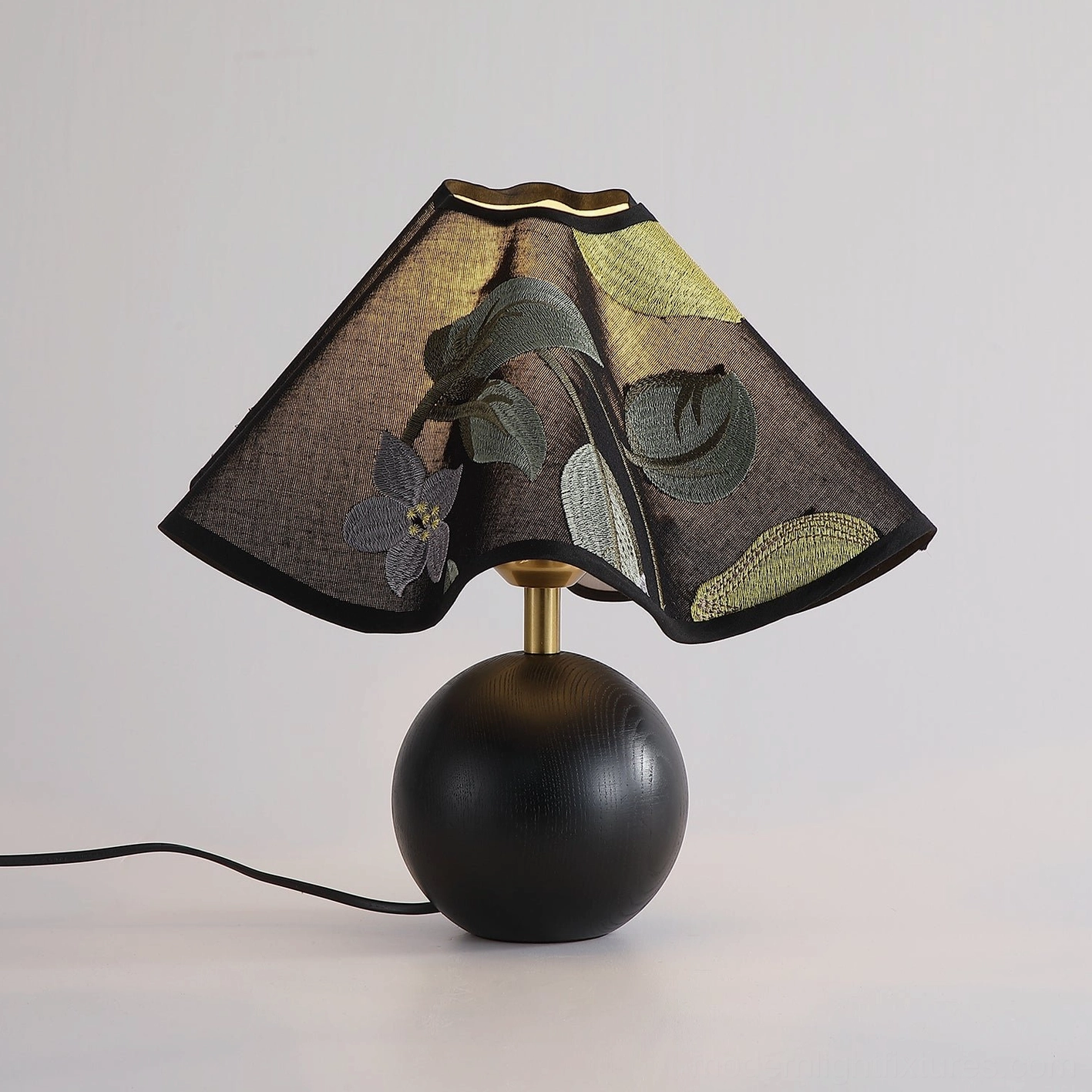 Zerina black table lamp multiple angle view showing base and shade construction