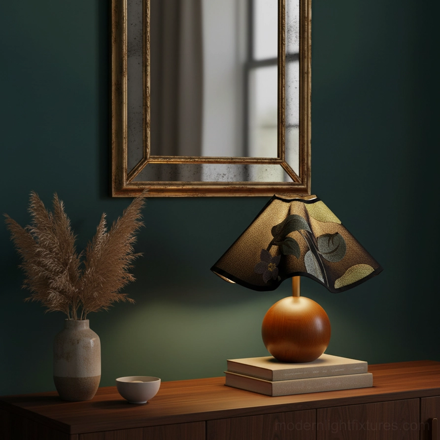 Zerina table lamp wooden base and shade silhouette showing artistic proportions and design
