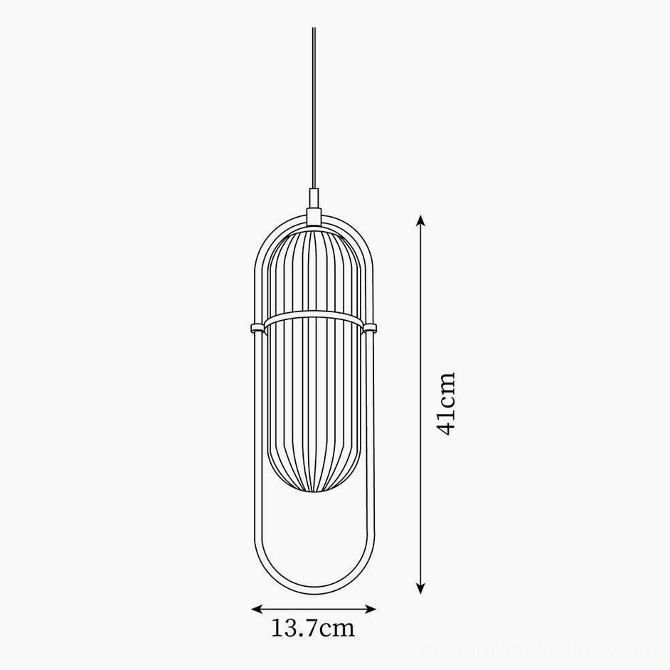 Zesta pendant light technical specification diagram showing 41cm height and 13.7cm diameter measurements