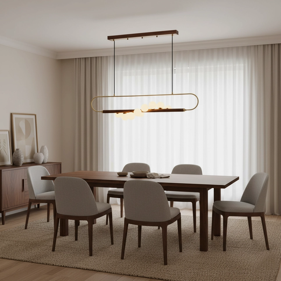 Zeta Linear Pendant large format product image showing complete 90cm model composition and assembly details